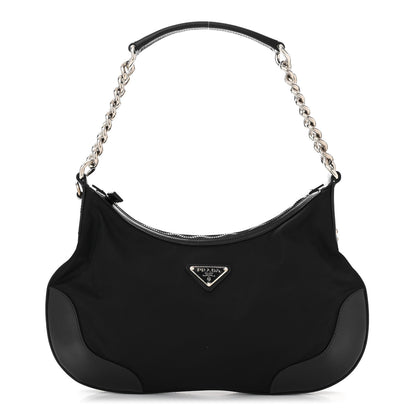 Prada Tessuto Nylon Calfskin Chain Shoulder Bag Black 1 of 11