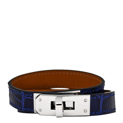 Hermes Shiny Alligator Kelly Double Tour Bracelet S Bleu Electrique 1 of 5