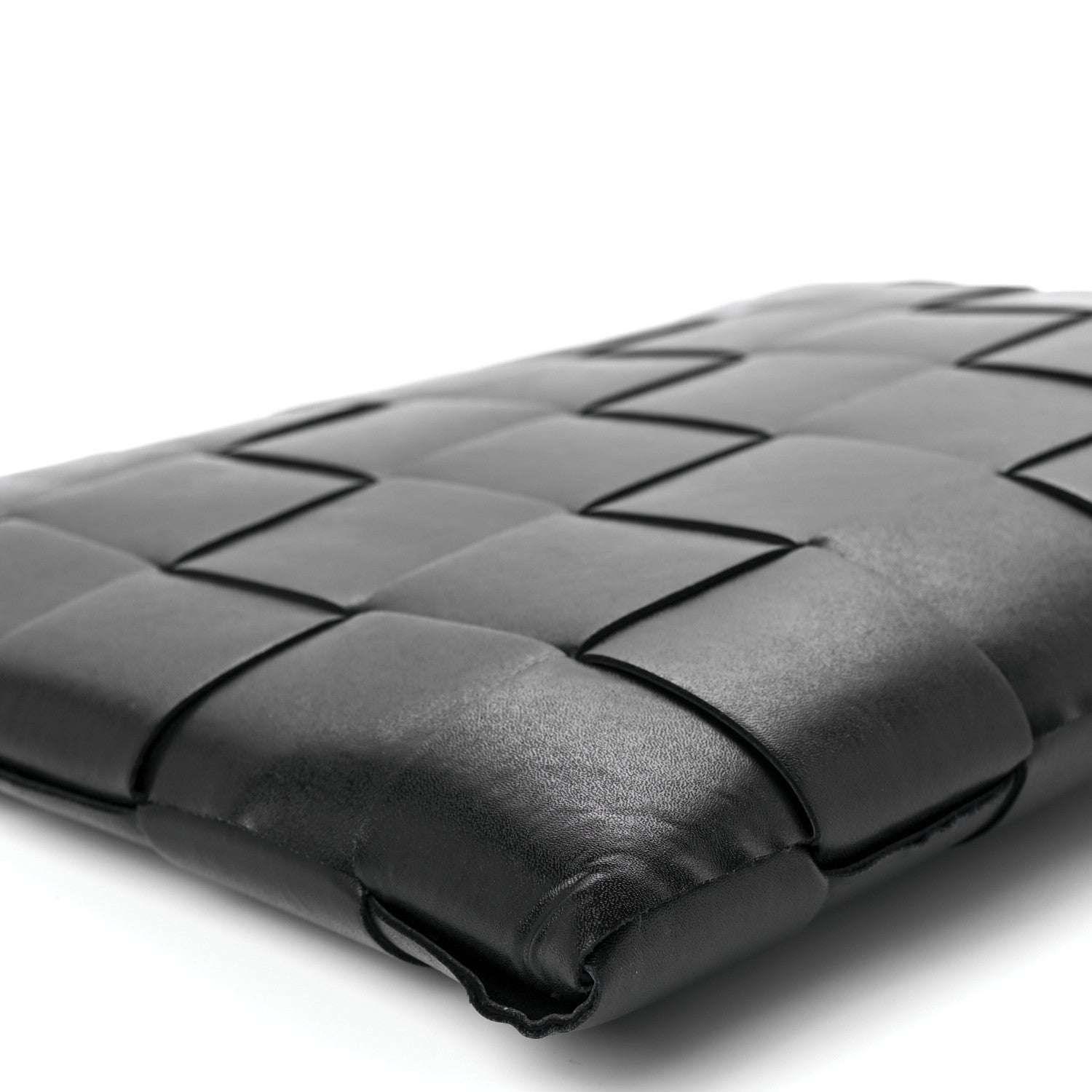 Bottega Veneta Nappa Maxi Intrecciato Medium Cassette Flat Zip Pouch Black 10 of 13