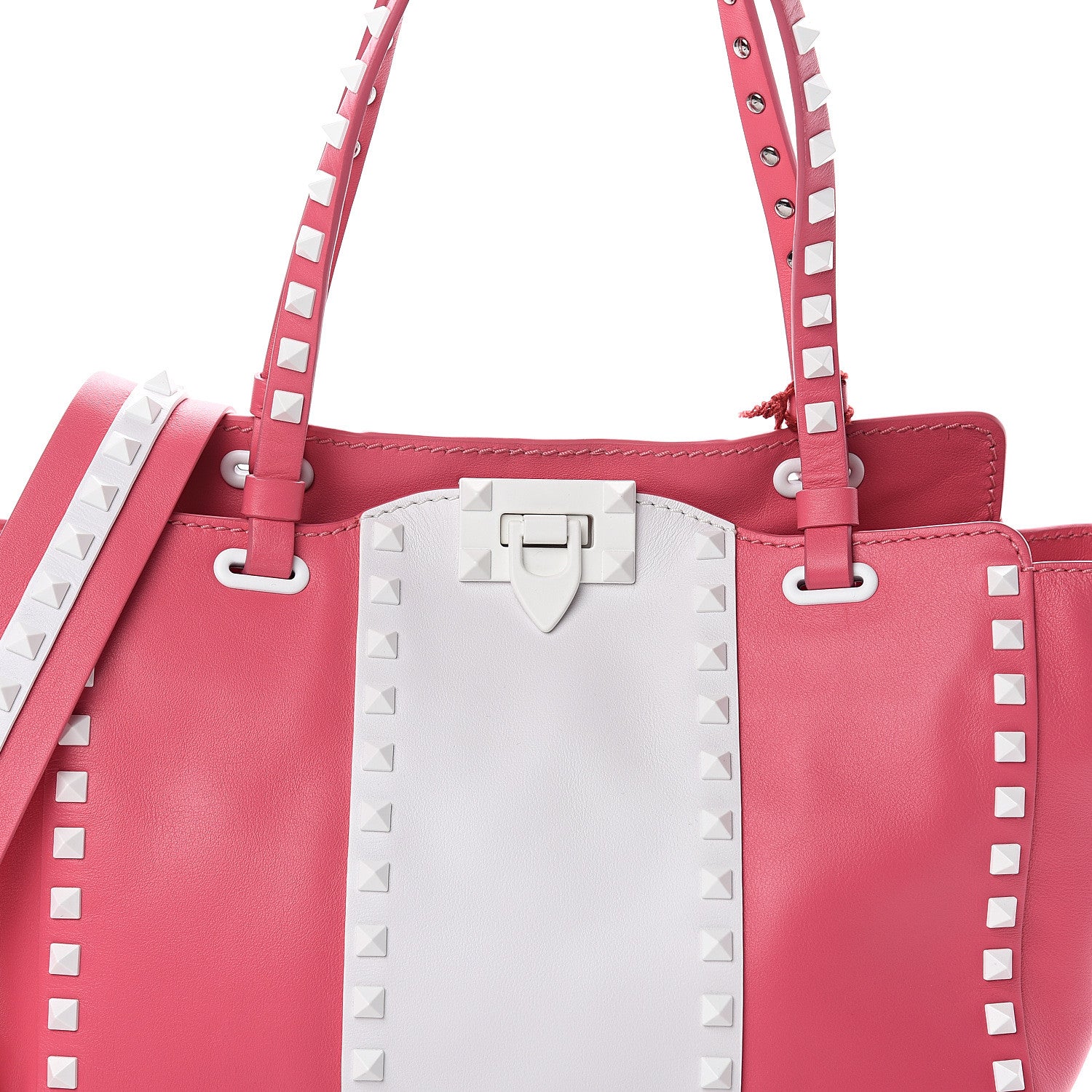 Valentino Garavani Vitello Colorblock Small Free Rockstud Tote Shadow Pink Optic White 6 of 8