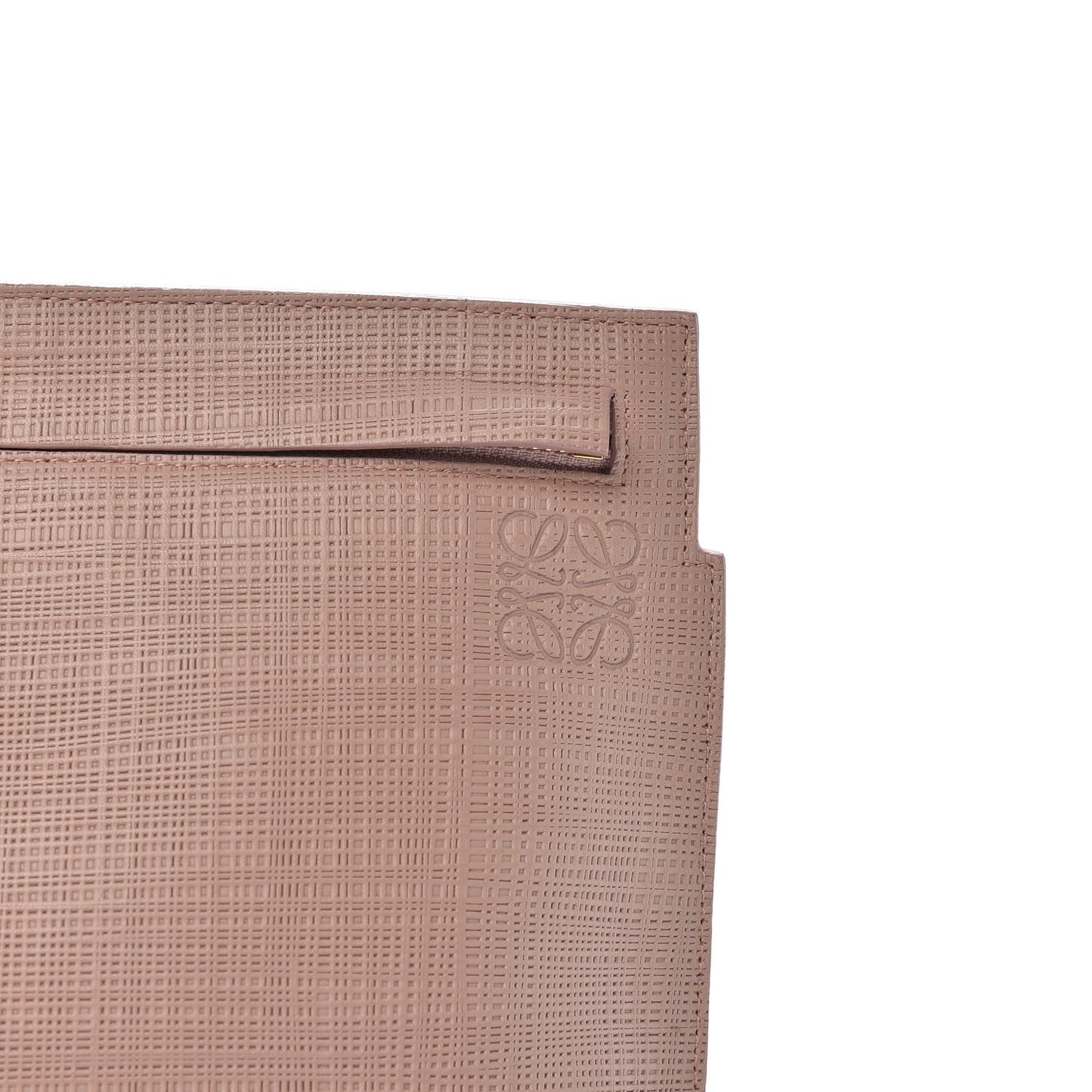 Calfskin Linen Embossed Large T Pouch Blush