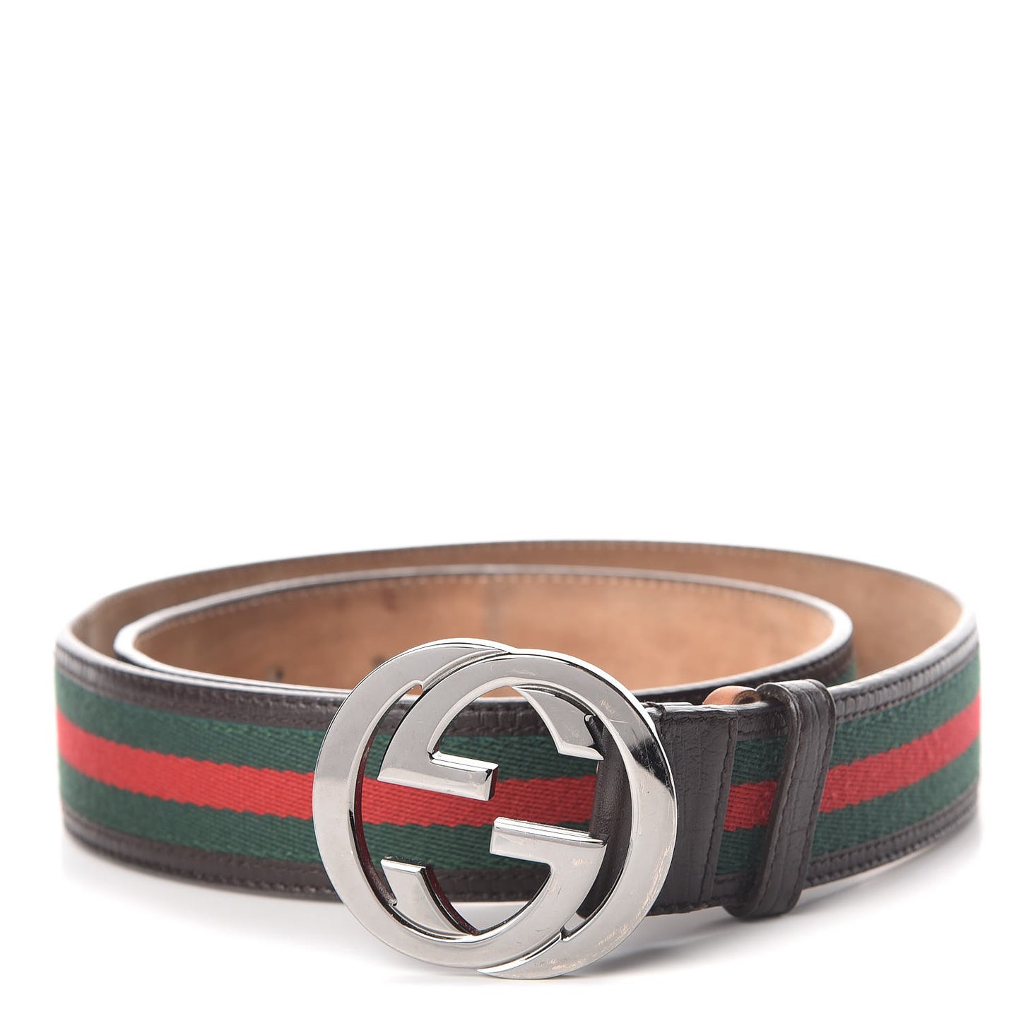Calfskin Web Interlocking G Belt 95 38 Dark Brown