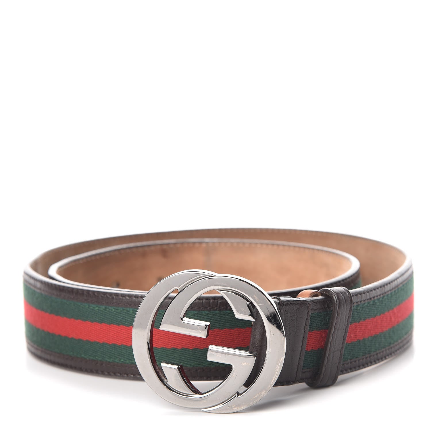 Gucci Calfskin Web Interlocking G Belt 95 38 Dark Brown 1 of 10