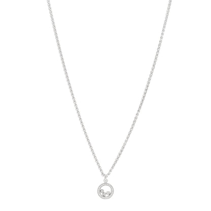 Chopard 18K White Gold 3 Diamond Happy Diamond Icons Round Pendant Necklace 1 of 5