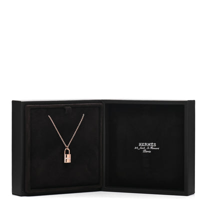 Hermes 18K Rose Gold Diamond Amulettes Cadenas Pendant Necklace 6 of 6