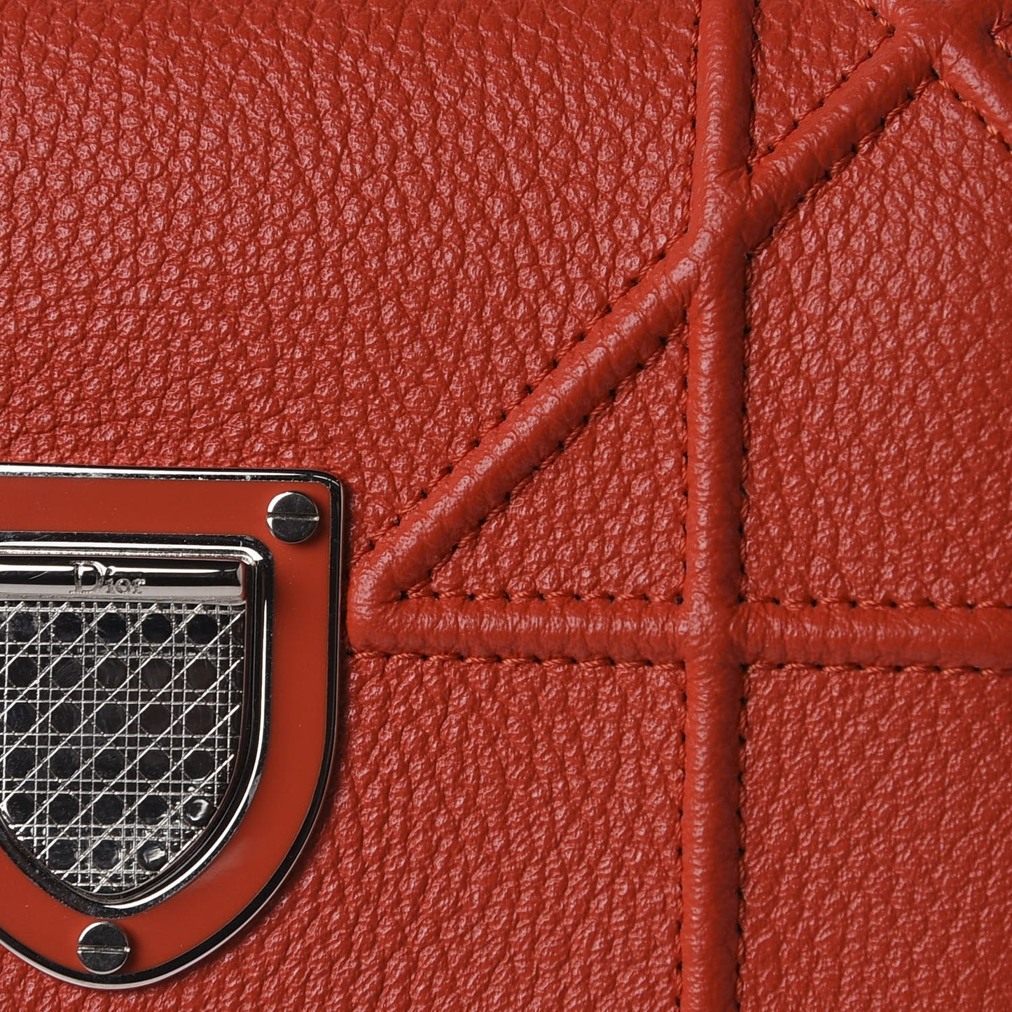 Grained Calfskin Cannage Diorama Elancee Wallet Inferno Red