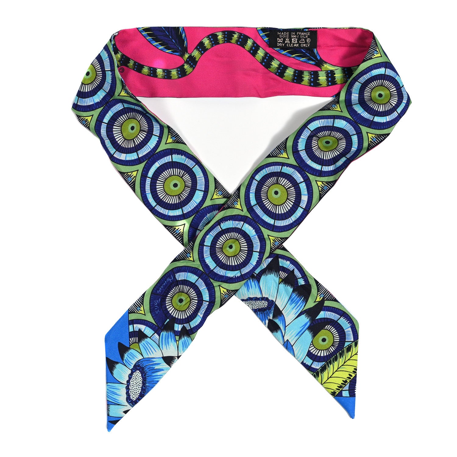 Hermes Silk The Savana Dance Twilly Rose Indien Indigo Vert 1 of 4