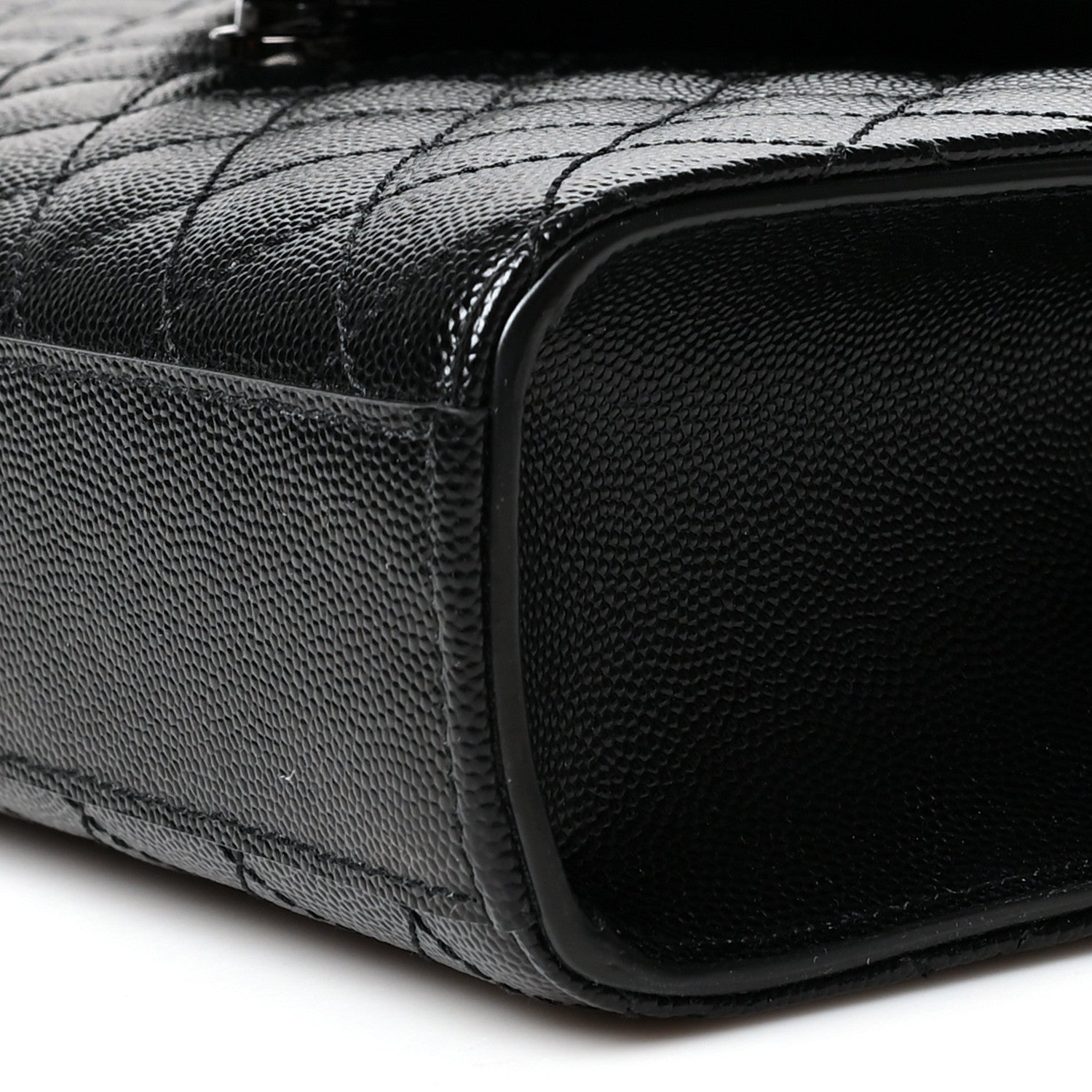 Saint Laurent Grain De Poudre Textured Mixed Matelasse Triquilt Medium Monogram Satchel Black 10 of 10
