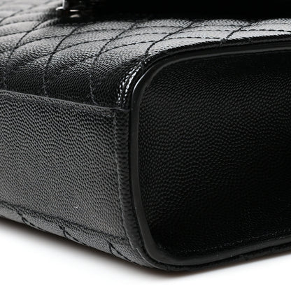 Saint Laurent Grain De Poudre Textured Mixed Matelasse Triquilt Medium Monogram Satchel Black 10 of 10