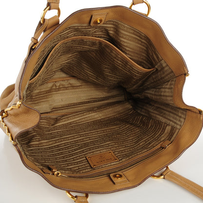 Prada Vitello Daino Side Zip Shopping Tote Sughero 5 of 9