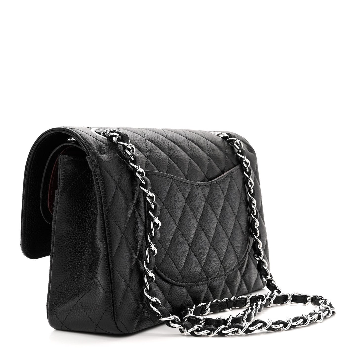 Caviar Quilted Medium Double Flap Black