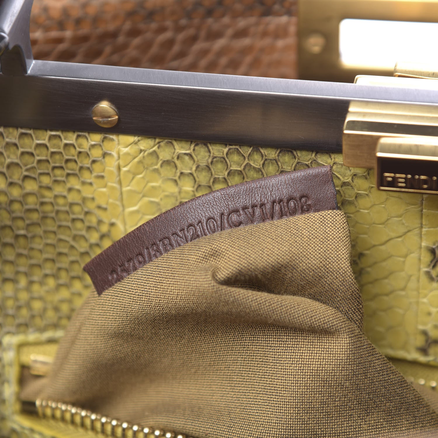 Fendi Watersnake Large Peekaboo Iconic Satchel Brown 9 of 12