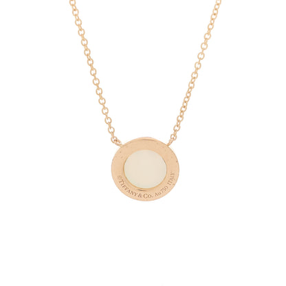 Tiffany 18K Rose Gold Diamond Mother of Pearl Small T Circle Pendant Necklace 5 of 5