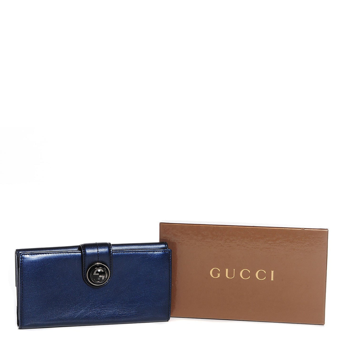Metallic Leather Galaxy Continental Wallet Blue