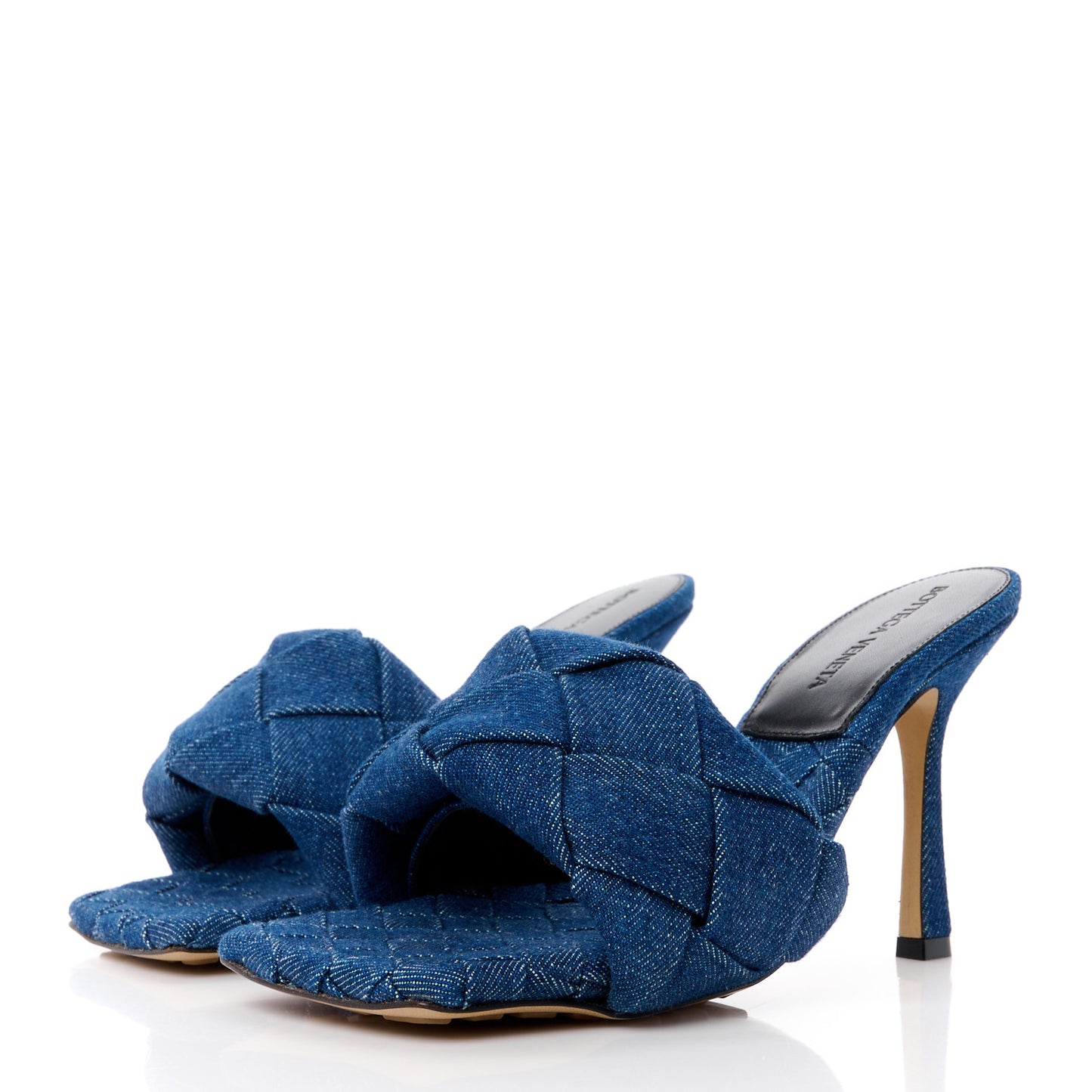 Denim Intrecciato Lido Mule 90 Sandals 37 Indigo
