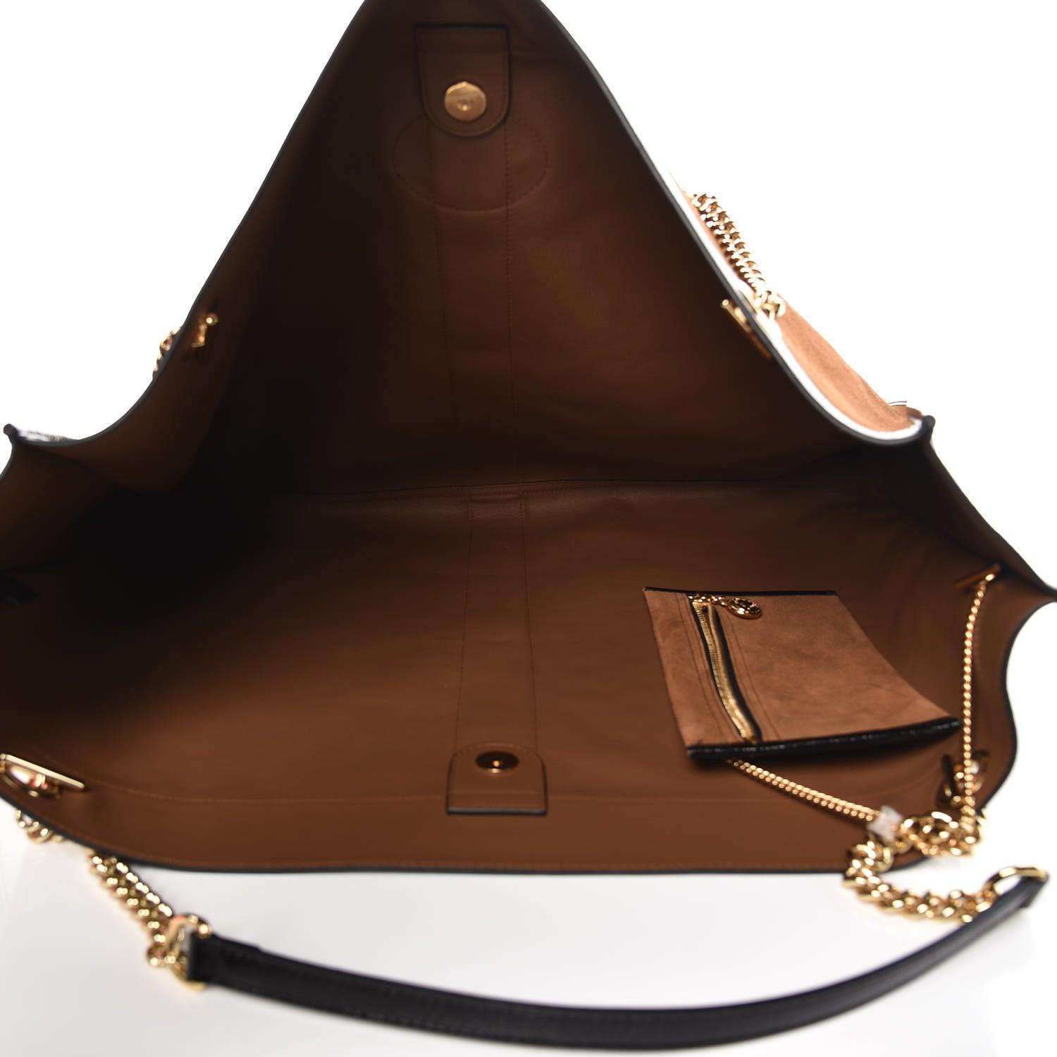 Gucci Suede Patent Maxi Rajah Chain Tote Nocciola Black 5 of 8