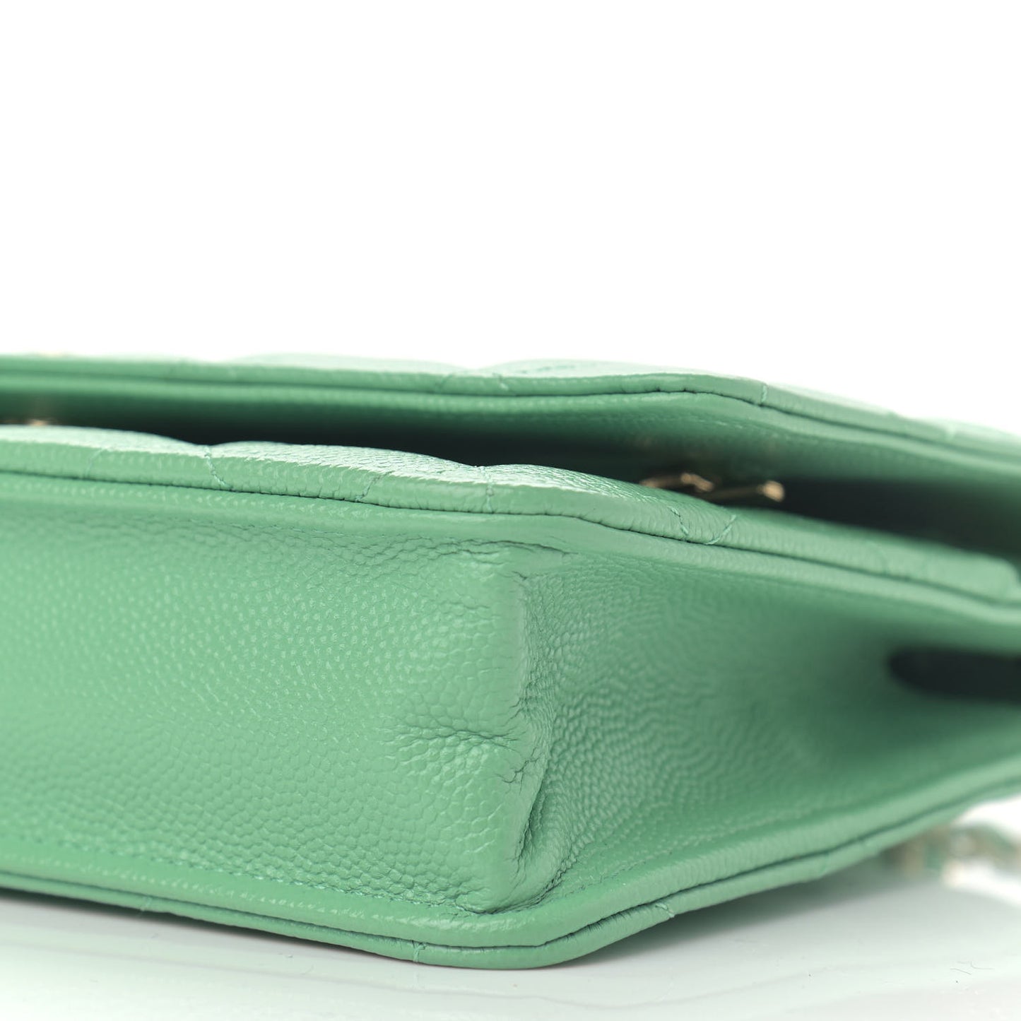 Caviar Quilted Wallet On Chain WOC Light Green