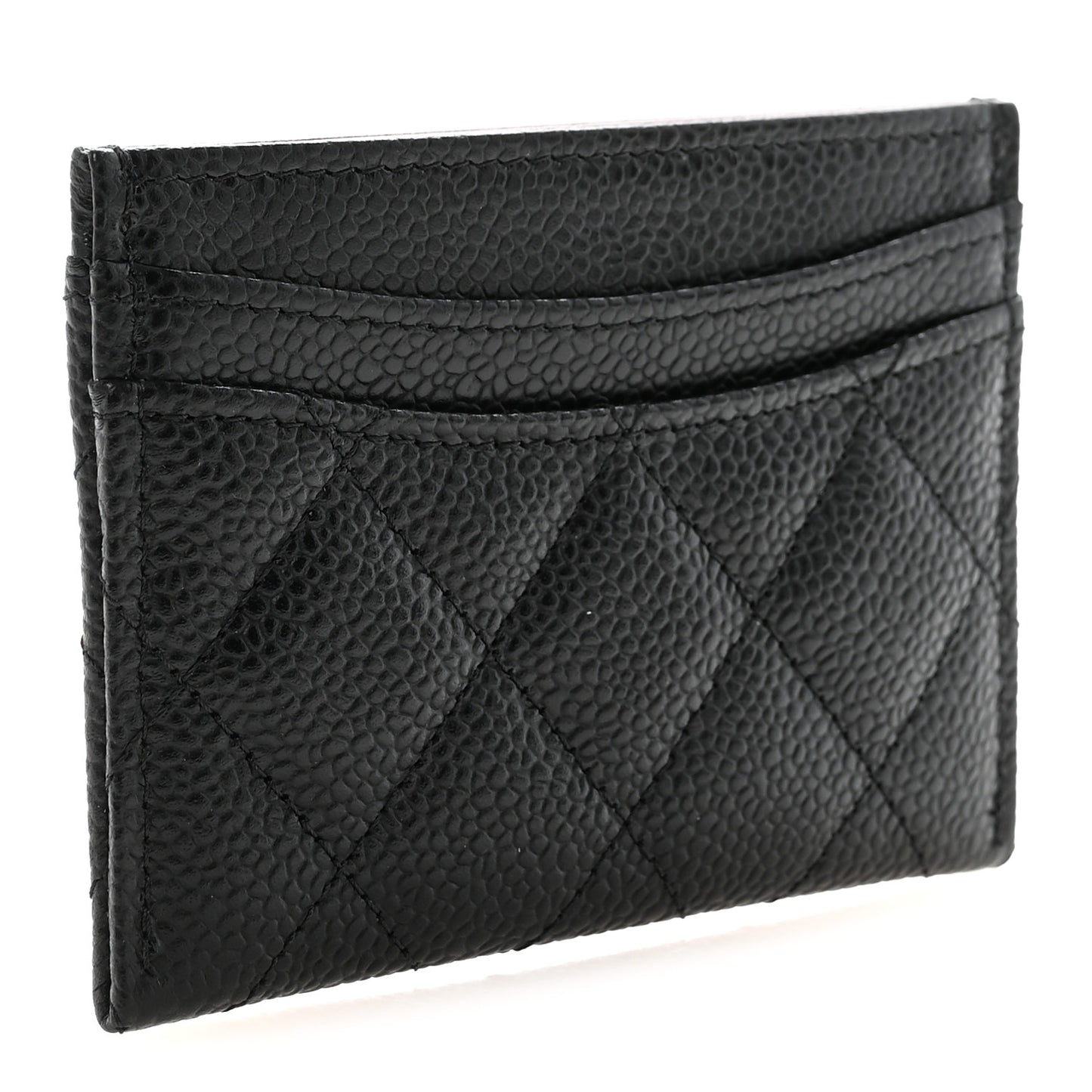 Caviar Quilted Card Holder Black
