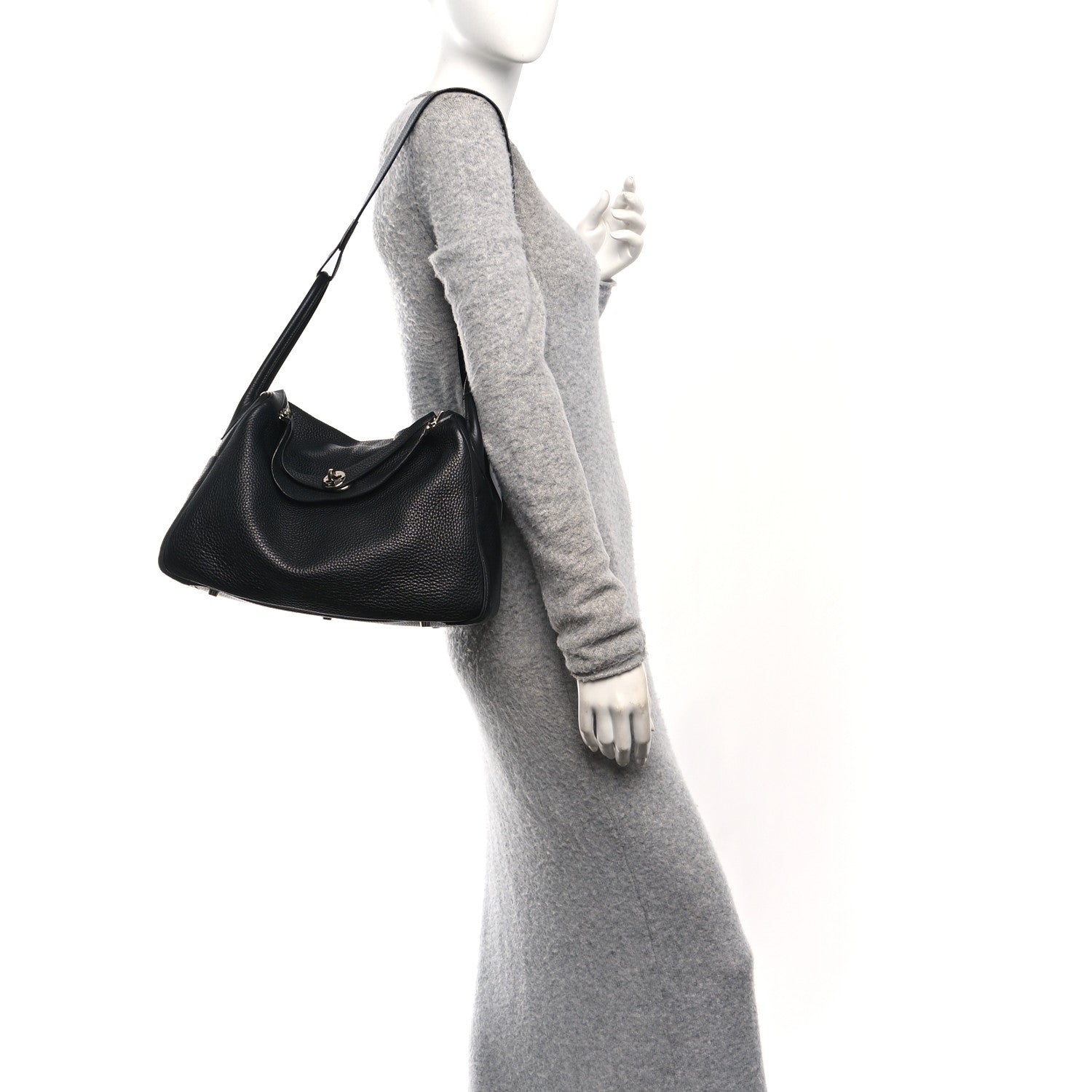 Hermes Taurillon Clemence Lindy 34 Black Black 2 of 12