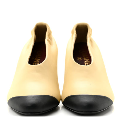 Chanel Lambskin Pumps 37 Light Beige Black 3 of 10