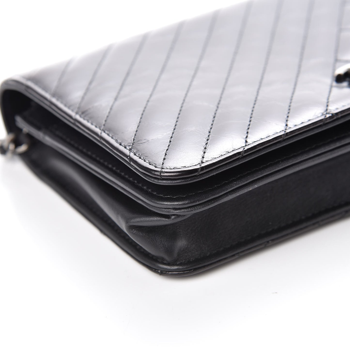 Glazed Calfskin Quilted Coco Boy Wallet On Chain WOC Black