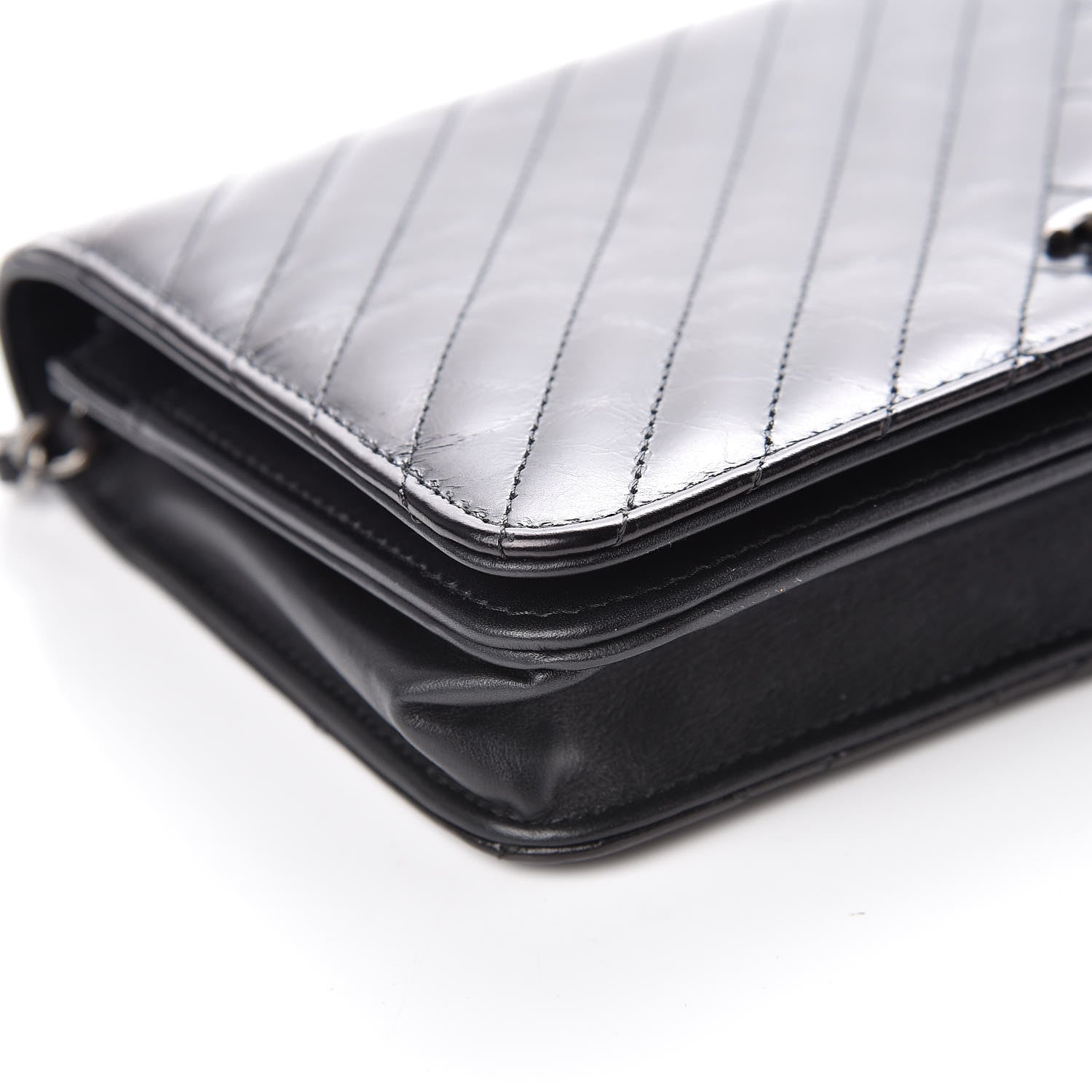 Chanel Glazed Calfskin Quilted Coco Boy Wallet On Chain WOC Black 9 of 11