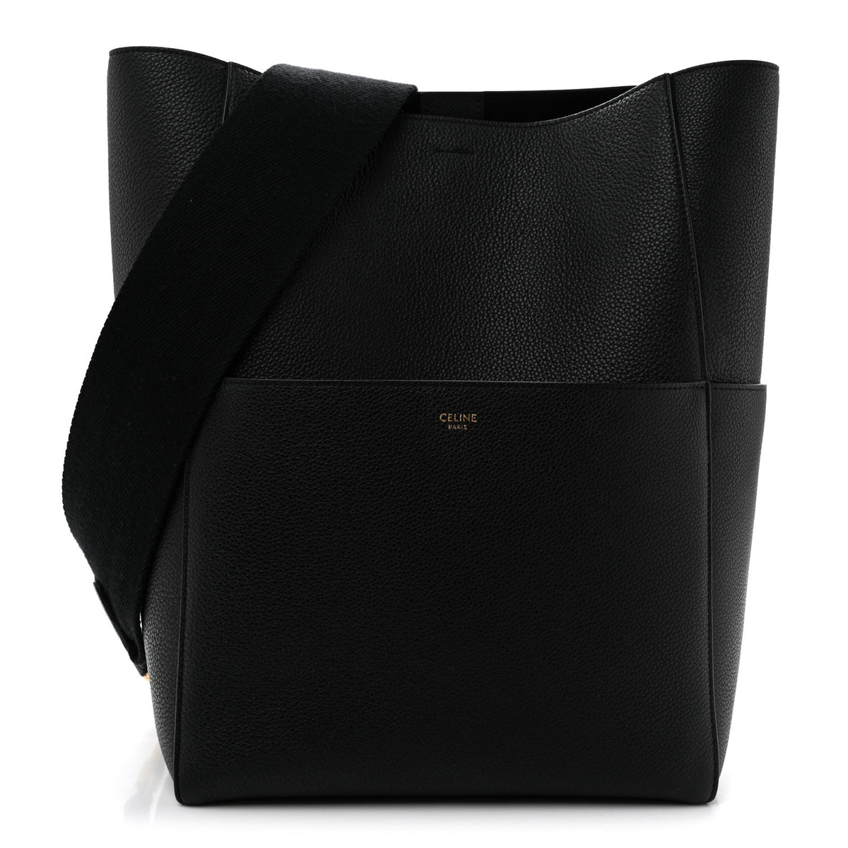 Celine Soft Grained Calfskin Sangle Bucket Bag Black 1 of 12