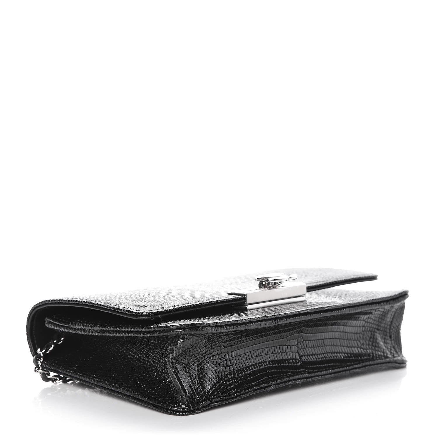 Chanel Lizard Golden Class Wallet on Chain WOC Black 4 of 11