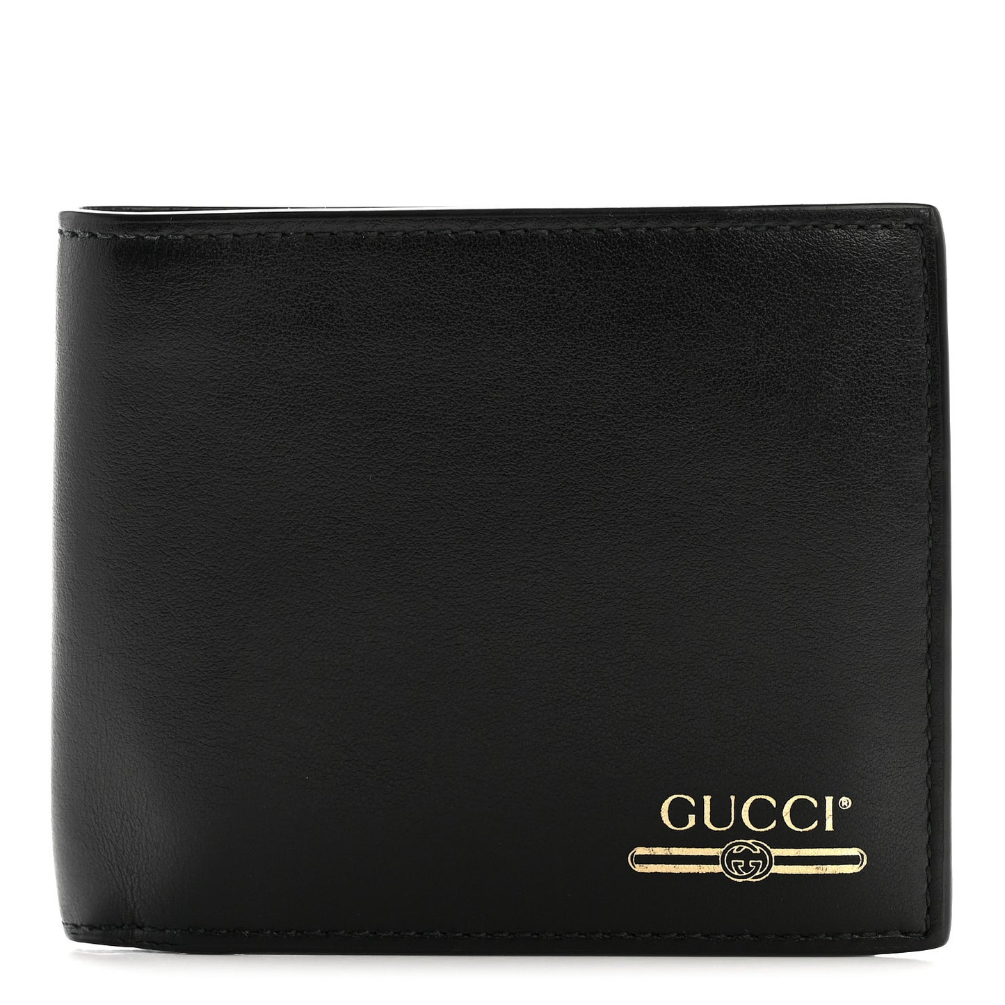 Plutone Calfskin Logo Bi-Fold Wallet Black