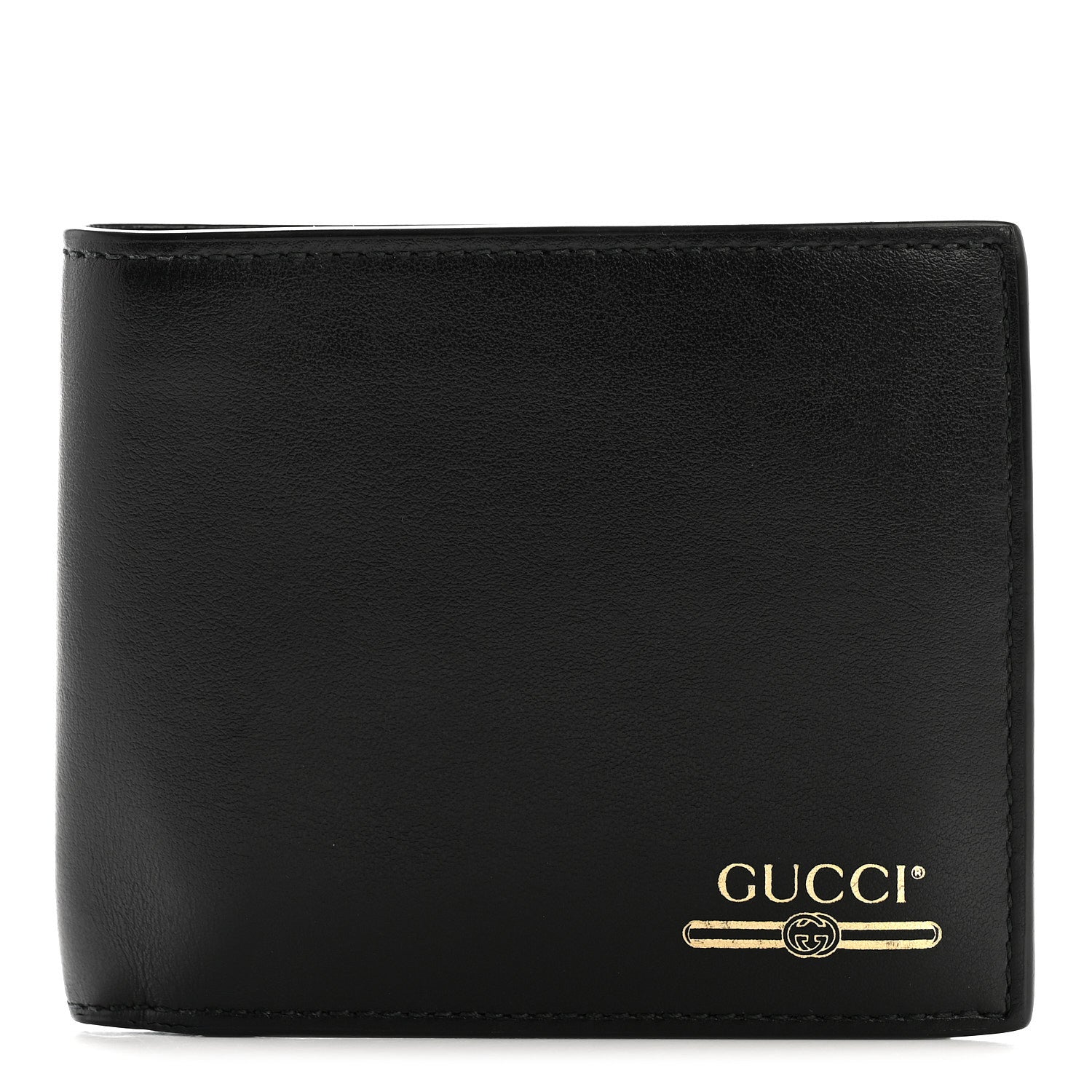 Gucci Plutone Calfskin Logo Bi-Fold Wallet Black 1 of 7