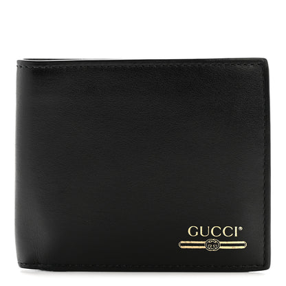 Gucci Plutone Calfskin Logo Bi-Fold Wallet Black 1 of 7