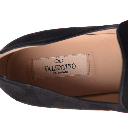 Valentino Garavani Suede Womens Macro Stud Loafers 38 Black 8 of 14