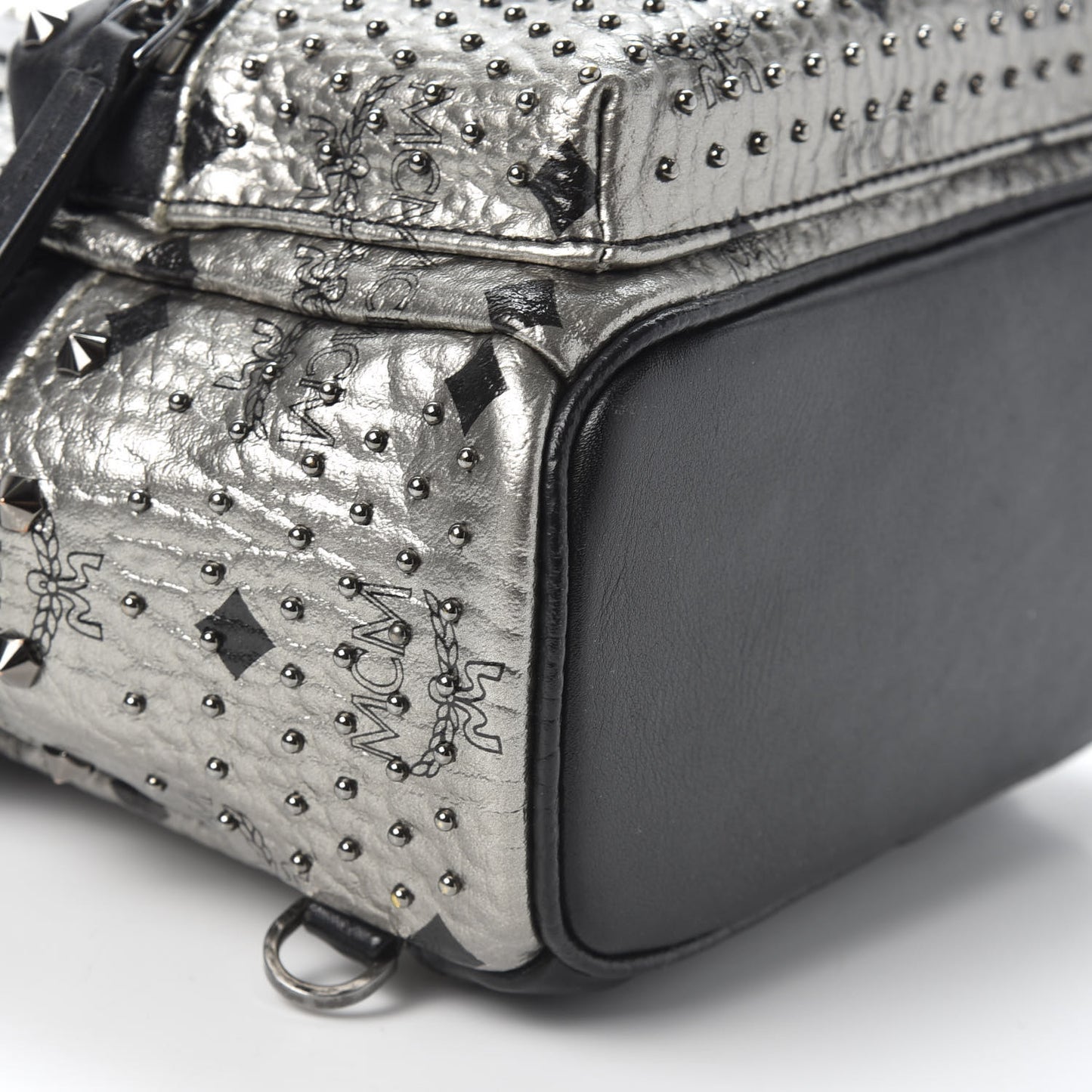 Metallic Visetos Studded Stark X-Mini Bebe Boo Backpack Silver
