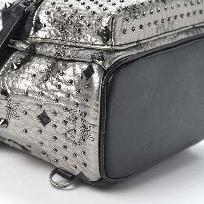 MCM Metallic Visetos Studded Stark X-Mini Bebe Boo Backpack Silver 5 of 9