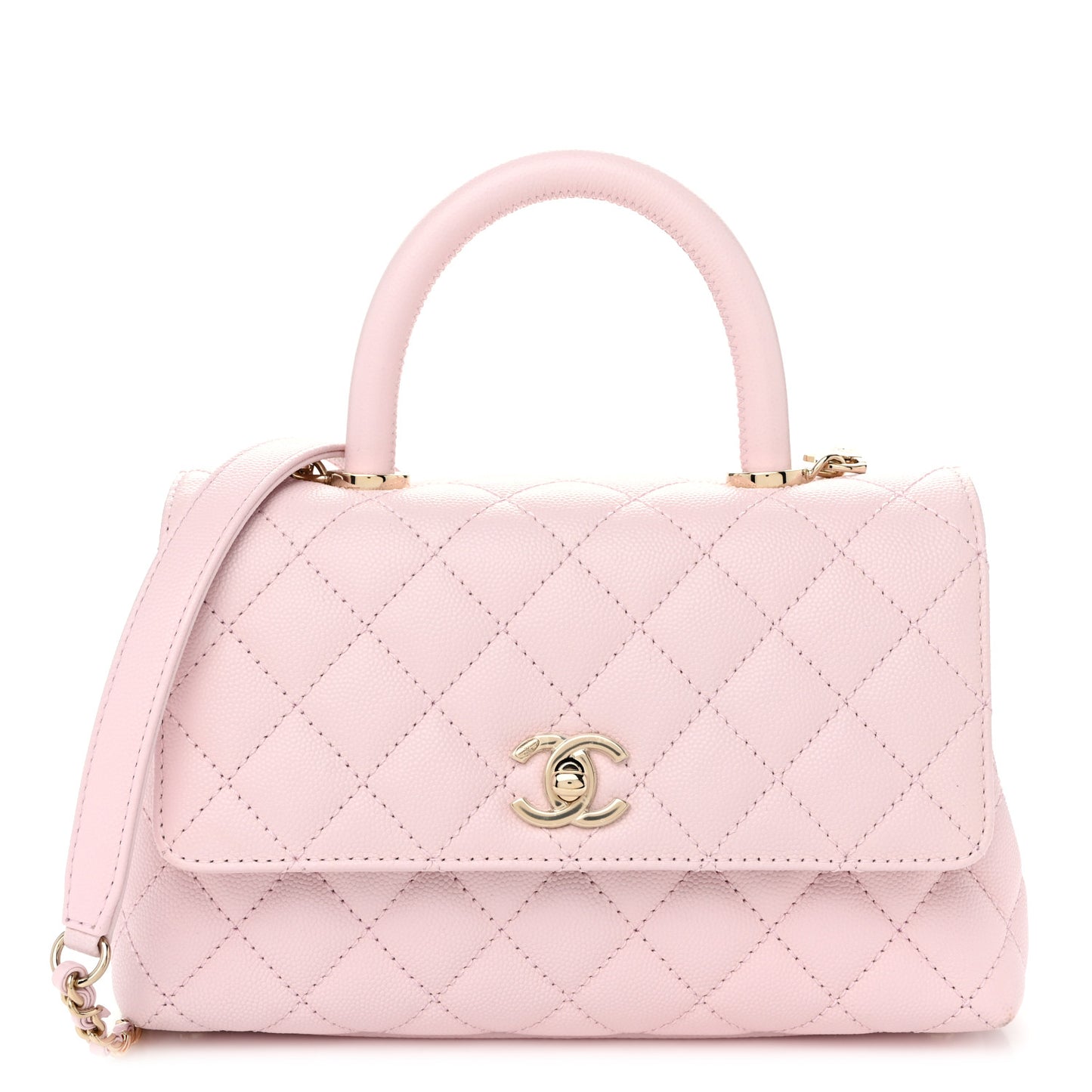 Caviar Quilted Mini Coco Handle Flap Light Pink