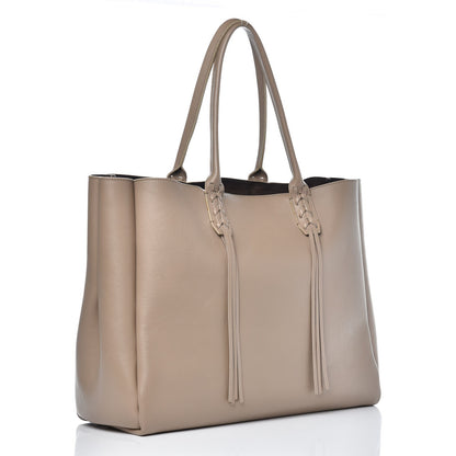 Lanvin Smooth Calfskin Medium Fringe Shopper Tote Beige 3 of 10