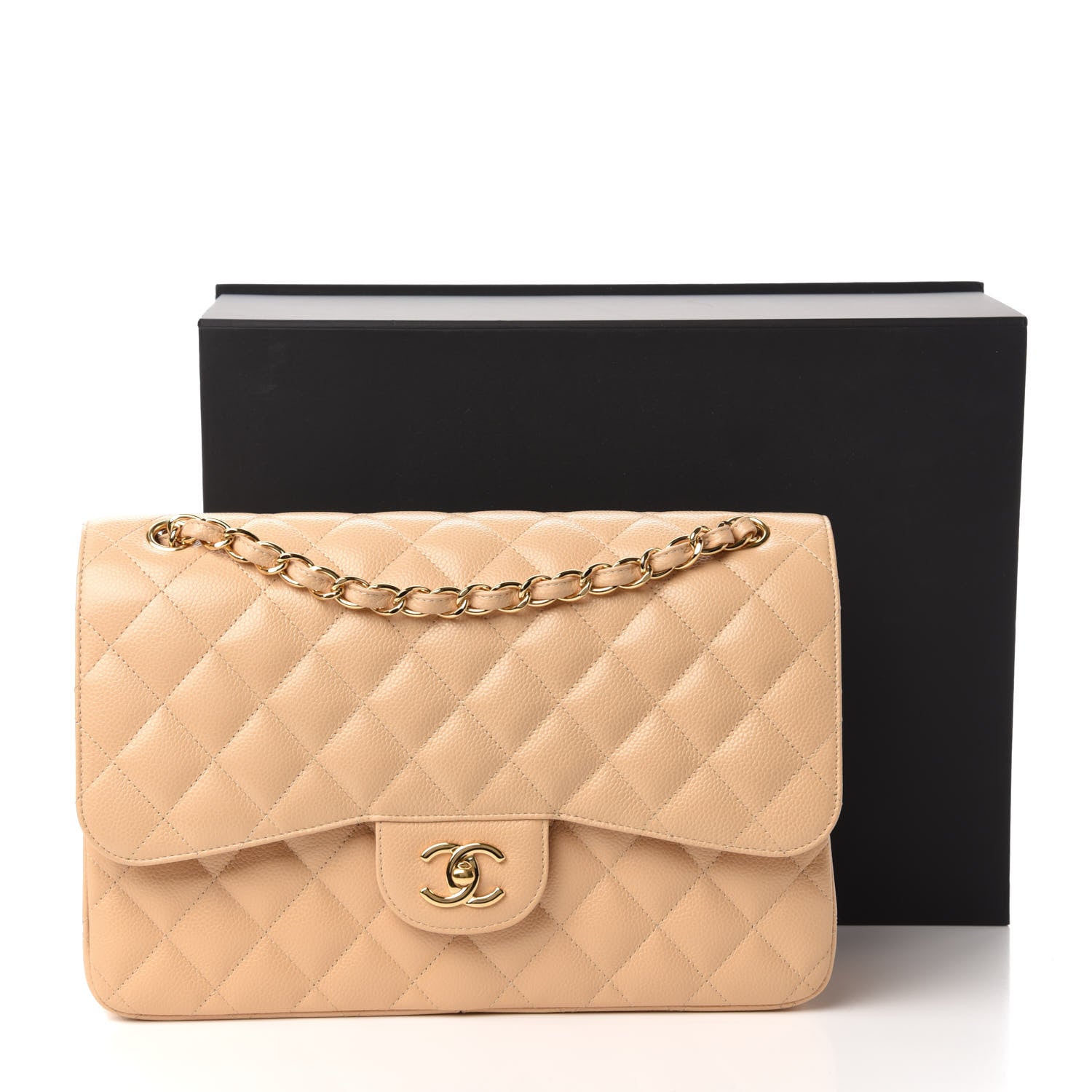 Chanel Caviar Quilted Jumbo Double Flap Beige Clair 11 of 11