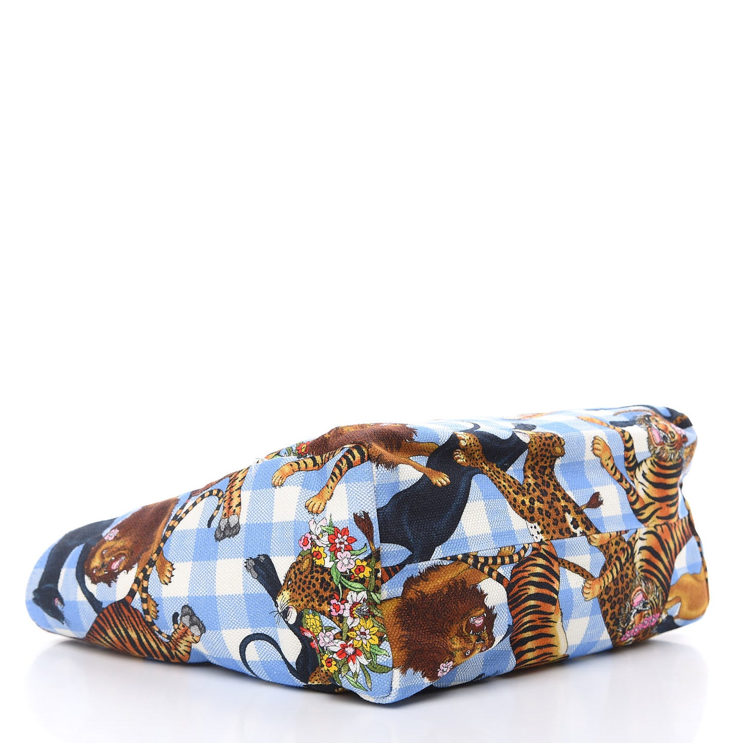Canvas Kids Felines Vichy Print Tote Clear Sky Blue