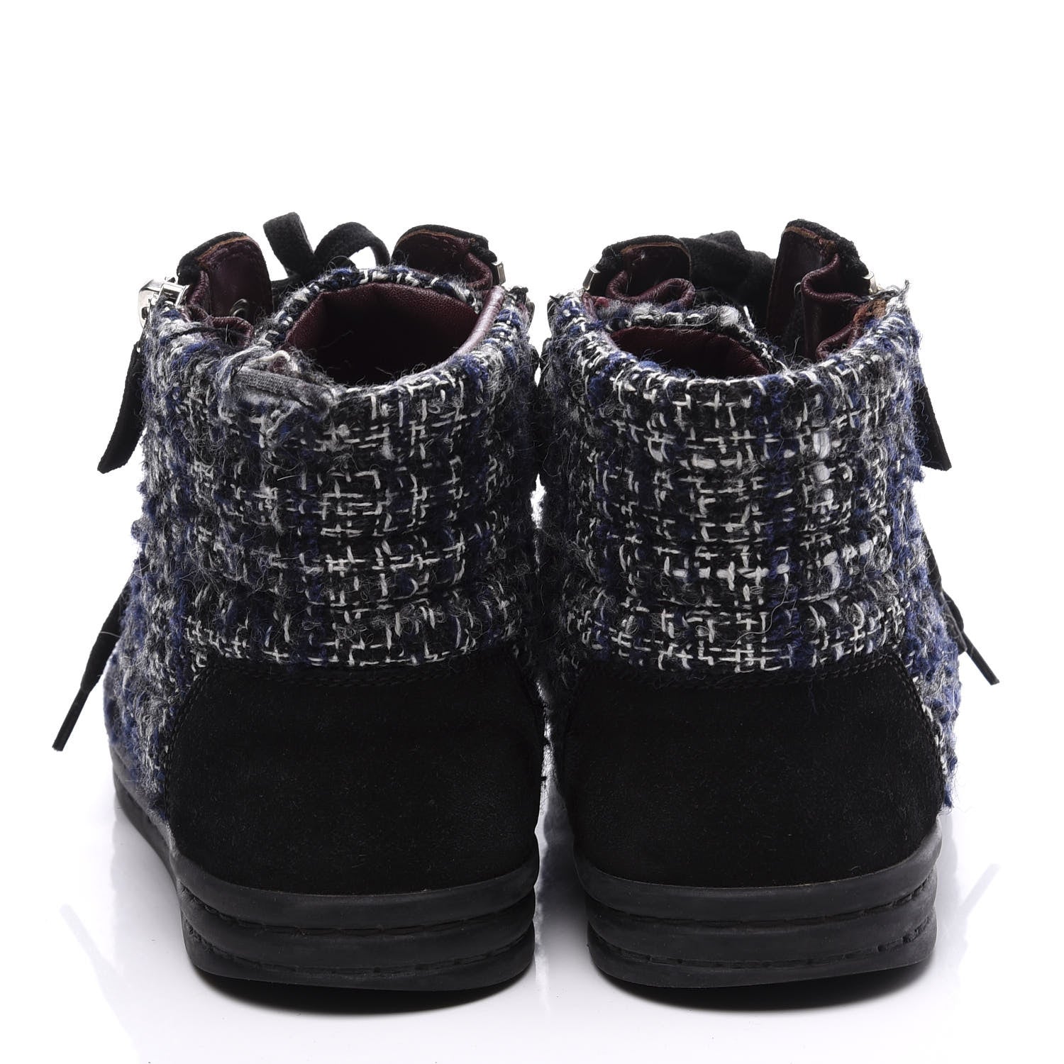 Chanel Tweed Suede High Top Sneakers 36.5 Dark Grey 5 of 10