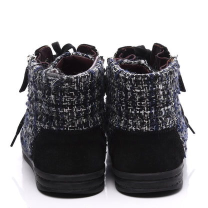 Chanel Tweed Suede High Top Sneakers 36.5 Dark Grey 5 of 10
