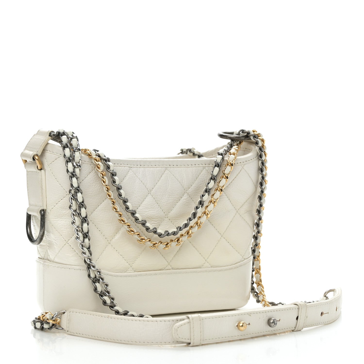 Chanel Aged Calfskin Quilted Small Gabrielle Hobo White 3 of 10