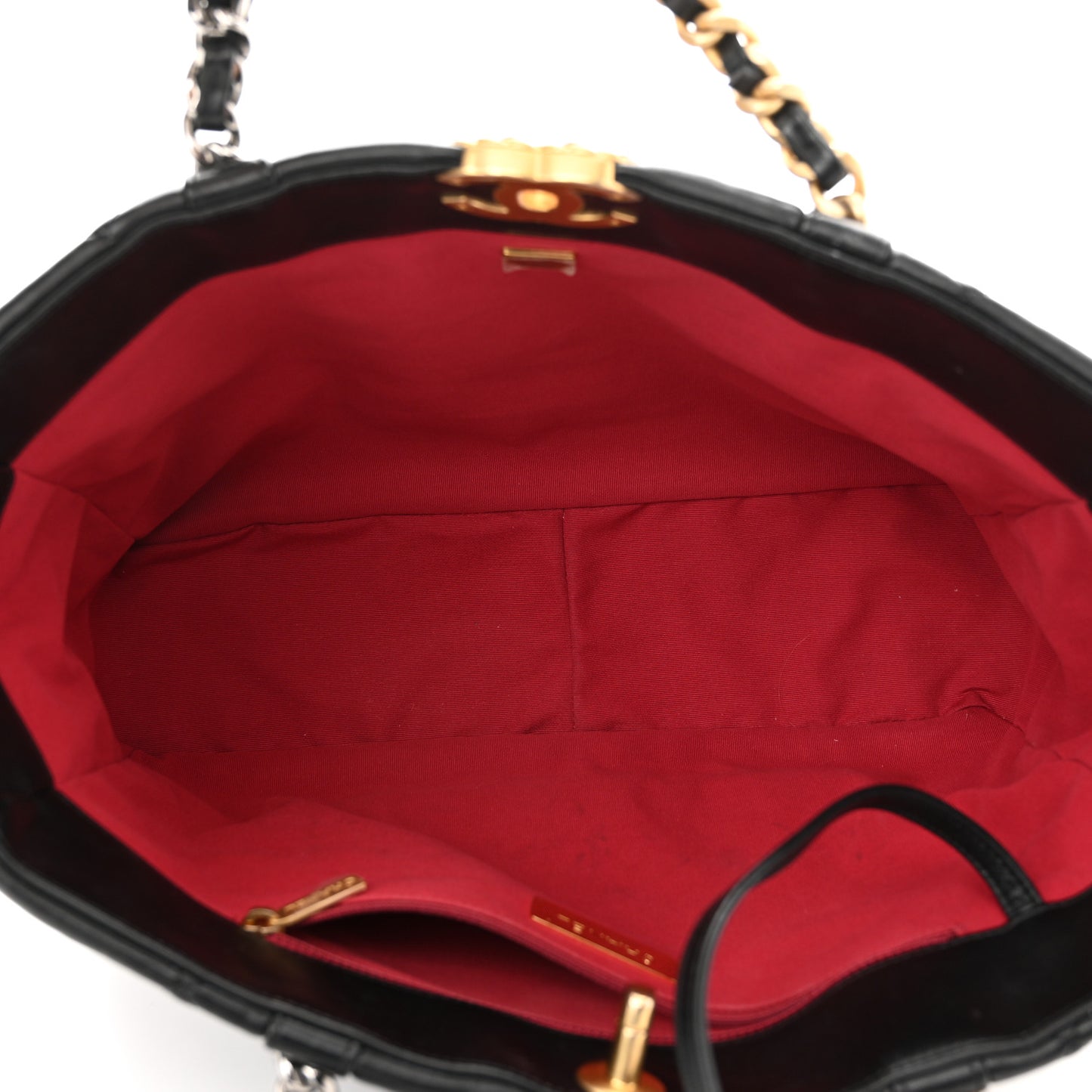 Lambskin Quilted Chanel 19 East West Shopping Bag Black