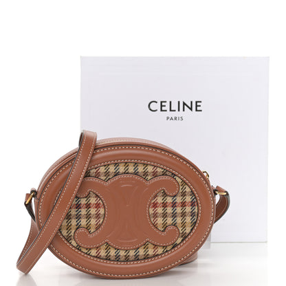 Celine Smooth Calfskin Houndstooth Cuir Small Triomphe Oval Purse Crossbody Tan 9 of 9