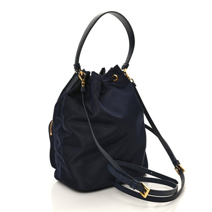 Prada Saffiano Tessuto Nylon Mini Bucket Crossbody Bag Navy 3 of 8