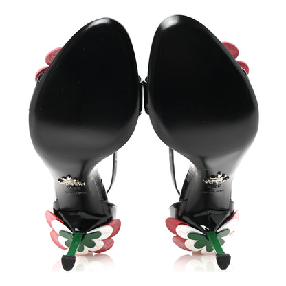 Prada Patent Embellished Capretto Fiori 85mm Pumps 37.5 Black Orchidea 6 of 9