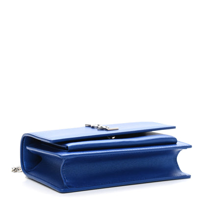 Saint Laurent Metallic Calfskin Monogram Sunset Chain Wallet Blue 4 of 14