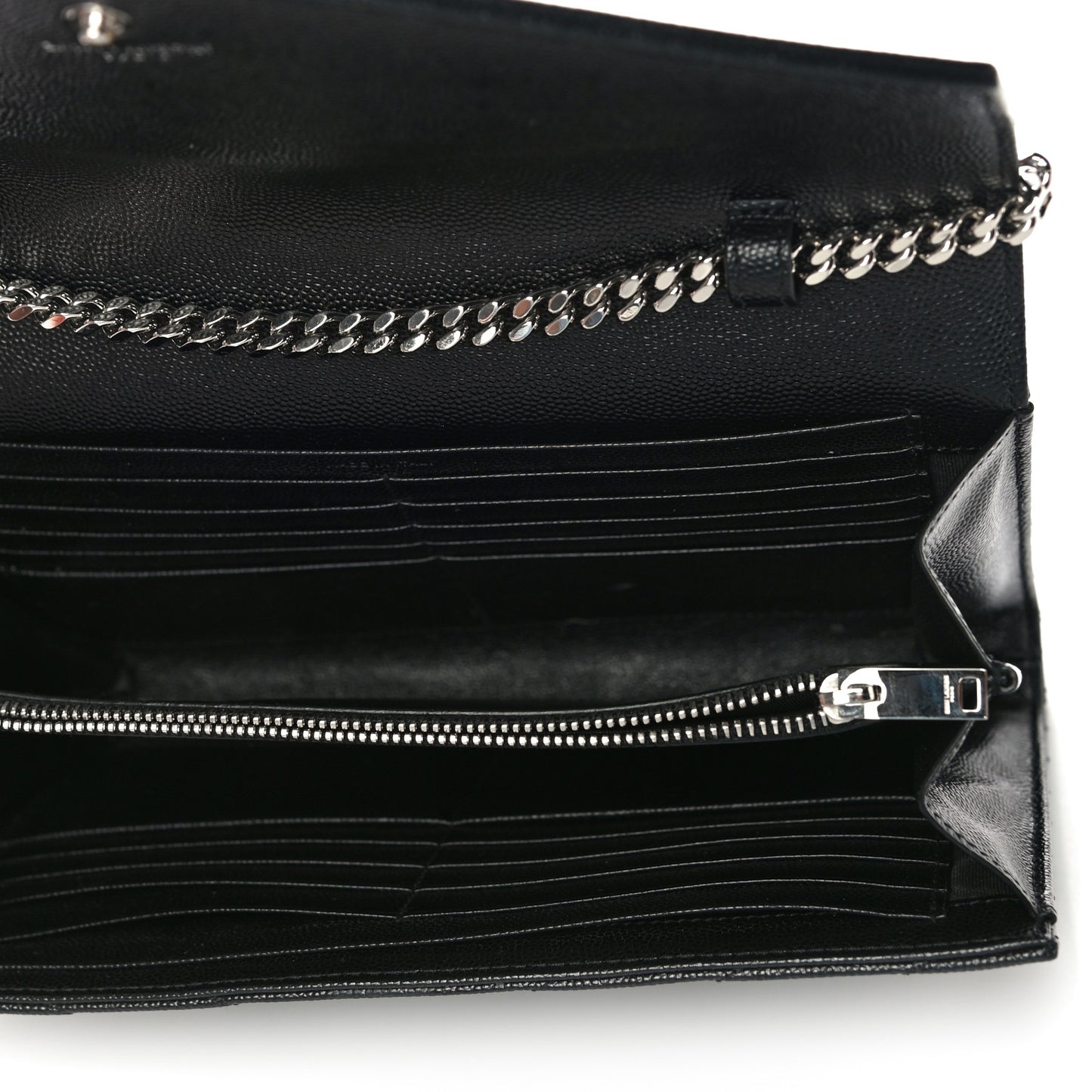 Grain De Poudre Matelasse Chevron Monogram Chain Wallet Black