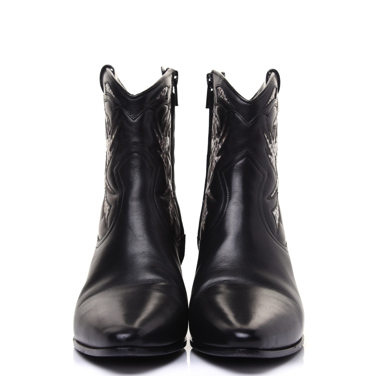 Saint Laurent Calfskin Rock 40 Cowboy Ankle Boots 37 Black 2 of 12