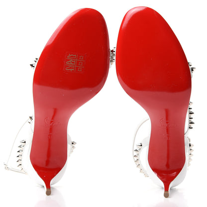 Christian Louboutin Kid Spikes Mafaldina 70 Sandals 40 White Silver 6 of 10