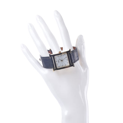 Hermes Stainless Steel Alligator 26mm Heure H Hour Quartz Watch Noir 2 of 8
